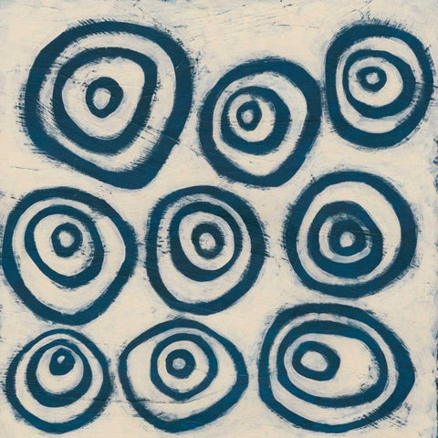 Indigo Signals I White Modern Wood Framed Art Print by Vess, June Erica