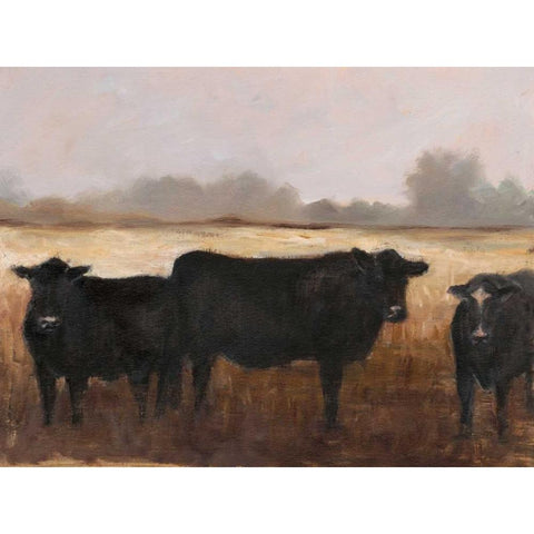 Black Cows I Gold Ornate Wood Framed Art Print with Double Matting by Harper, Ethan