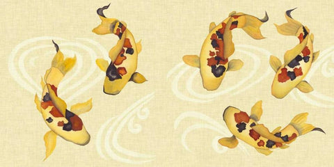 Koi Panel White Modern Wood Framed Art Print with Double Matting by Bryant, Rebecca