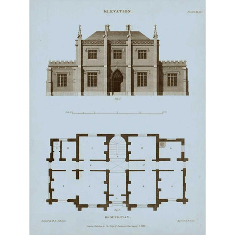 Chambray House and Plan V White Modern Wood Framed Art Print by Kelly, Thomas