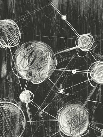 Molecular Fusion I White Modern Wood Framed Art Print with Double Matting by Harper, Ethan