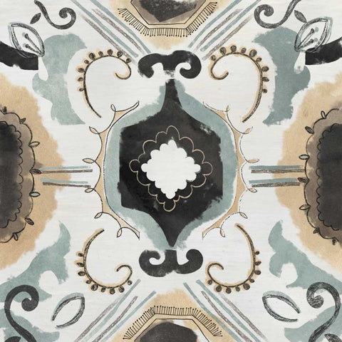 Offset Textile III Black Ornate Wood Framed Art Print with Double Matting by Vess, June Erica