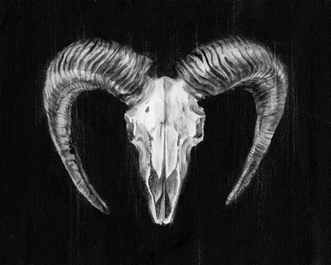 Rustic Ram Mount II Black Ornate Wood Framed Art Print with Double Matting by Harper, Ethan