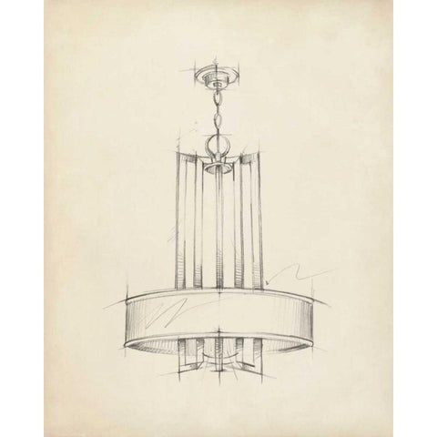 Mid Century Chandelier I Gold Ornate Wood Framed Art Print with Double Matting by Harper, Ethan