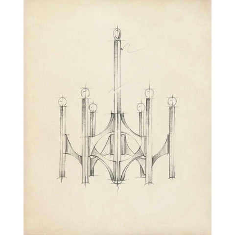 Mid Century Chandelier II White Modern Wood Framed Art Print by Harper, Ethan