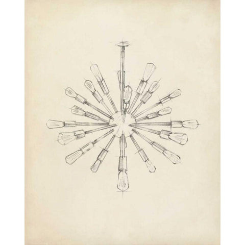 Mid Century Chandelier III Black Modern Wood Framed Art Print with Double Matting by Harper, Ethan