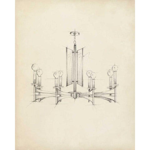 Mid Century Chandelier IV Black Modern Wood Framed Art Print by Harper, Ethan