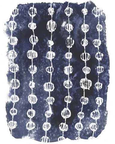 Indigo Batik Vignette I Black Ornate Wood Framed Art Print with Double Matting by Vess, June Erica