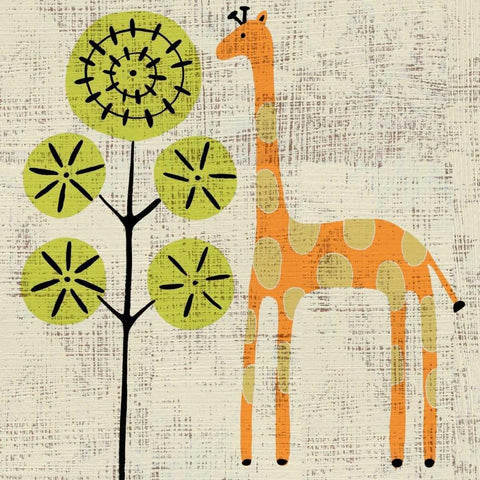 Adas Giraffe White Modern Wood Framed Art Print with Double Matting by Zarris, Chariklia