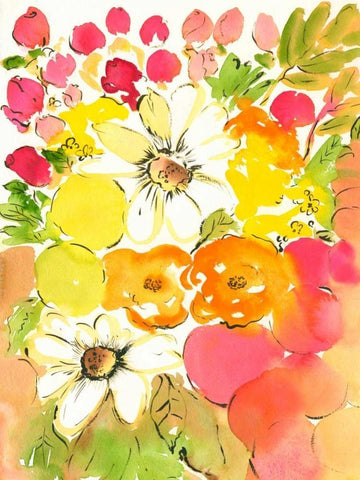Flower Array III White Modern Wood Framed Art Print with Double Matting by Minasian, Julia