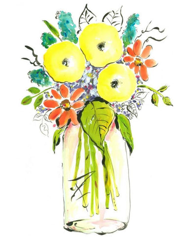 Flower Vase I White Modern Wood Framed Art Print with Double Matting by Minasian, Julia