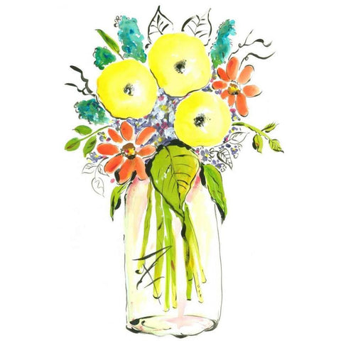 Flower Vase I Black Modern Wood Framed Art Print by Minasian, Julia