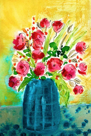 Bright Arrangement I Black Ornate Wood Framed Art Print with Double Matting by Minasian, Julia