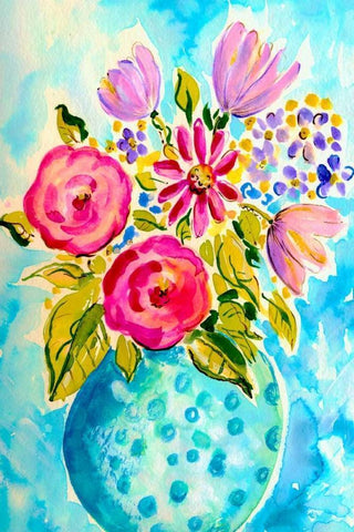 Bright Arrangement III Black Ornate Wood Framed Art Print with Double Matting by Minasian, Julia