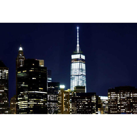 New York at Night VI White Modern Wood Framed Art Print by McLoughlin, James