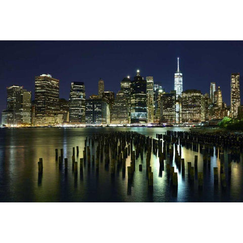 New York at Night VII Black Modern Wood Framed Art Print by McLoughlin, James