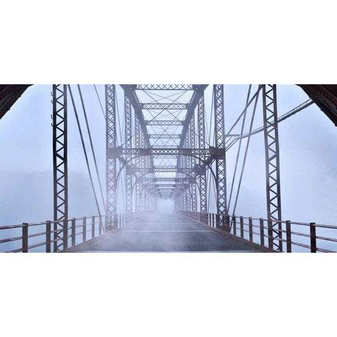 Misty Bridge Gold Ornate Wood Framed Art Print with Double Matting by McLoughlin, James