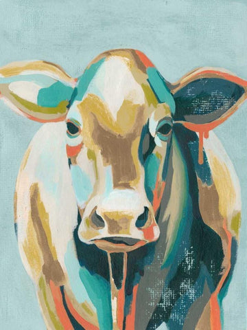 Colorful Cows II White Modern Wood Framed Art Print with Double Matting by Popp, Grace