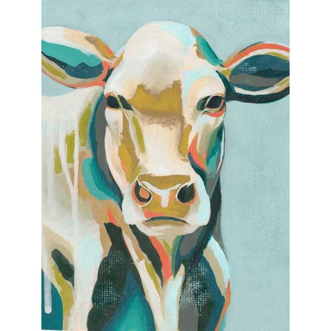 Colorful Cows III White Modern Wood Framed Art Print by Popp, Grace