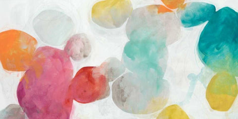 Color Interplay II White Modern Wood Framed Art Print with Double Matting by Vess, June Erica