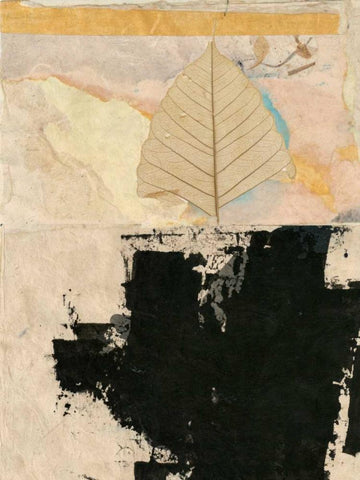 Modern Leaf II Black Ornate Wood Framed Art Print with Double Matting by Ray, Elena