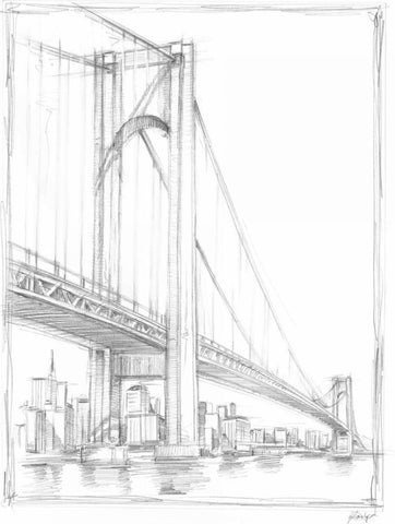 Suspension Bridge Study I White Modern Wood Framed Art Print with Double Matting by Harper, Ethan