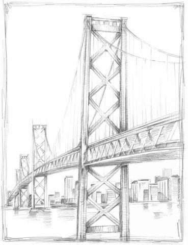 Suspension Bridge Study II Black Ornate Wood Framed Art Print with Double Matting by Harper, Ethan