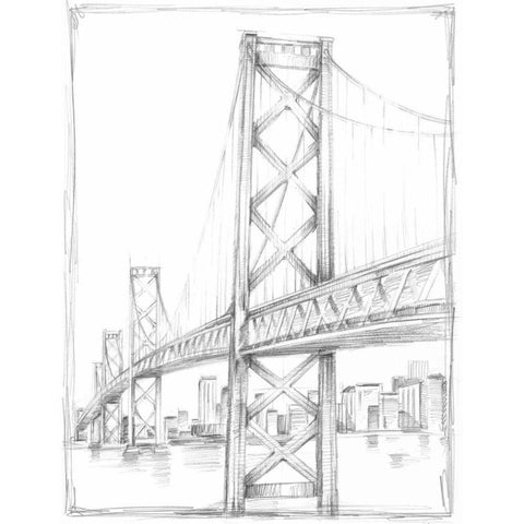 Suspension Bridge Study II Black Modern Wood Framed Art Print with Double Matting by Harper, Ethan