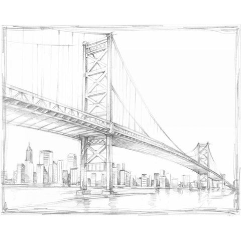 Suspension Bridge Study III White Modern Wood Framed Art Print by Harper, Ethan