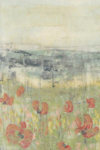 Wildflower Scape I White Modern Wood Framed Art Print with Double Matting by Goldberger, Jennifer