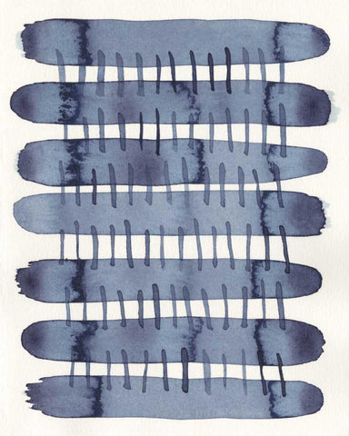 Indigo Stitchy I Black Ornate Wood Framed Art Print with Double Matting by Galapon, Nikki