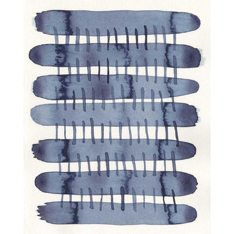 Indigo Stitchy I Black Modern Wood Framed Art Print by Galapon, Nikki