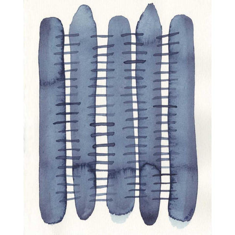 Indigo Stitchy II Black Modern Wood Framed Art Print by Galapon, Nikki