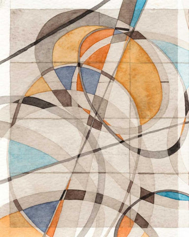 Ovals and Lines I Black Ornate Wood Framed Art Print with Double Matting by Galapon, Nikki