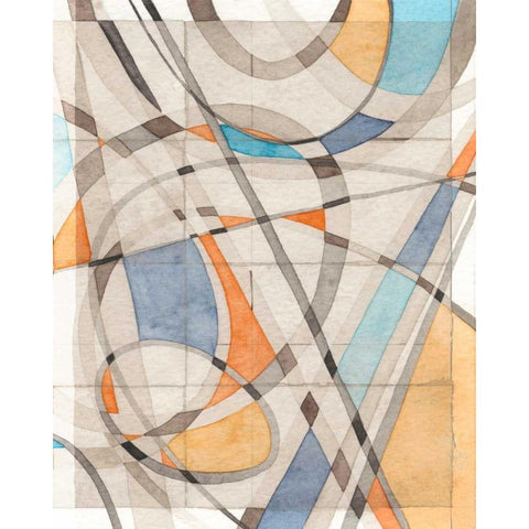 Ovals and Lines II Black Modern Wood Framed Art Print with Double Matting by Galapon, Nikki