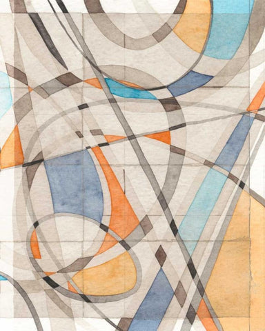 Ovals and Lines II White Modern Wood Framed Art Print with Double Matting by Galapon, Nikki