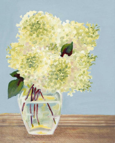 Hydrangea Vase I White Modern Wood Framed Art Print with Double Matting by Miller, Dianne