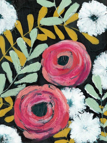 Flor de Color II White Modern Wood Framed Art Print with Double Matting by Popp, Grace