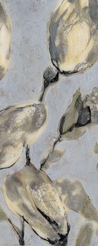 Custom Flower Bud Triptych II (ASH) Black Ornate Wood Framed Art Print with Double Matting by Goldberger, Jennifer