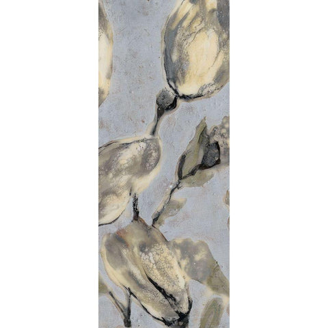 Custom Flower Bud Triptych II (ASH) Black Modern Wood Framed Art Print by Goldberger, Jennifer