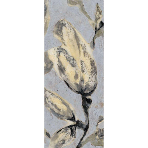 Custom Flower Bud Triptych III (ASH) Black Modern Wood Framed Art Print by Goldberger, Jennifer