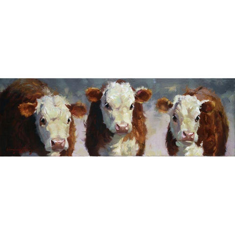 Custom Winter Calves (ASH) White Modern Wood Framed Art Print by Hawley, Carolyne