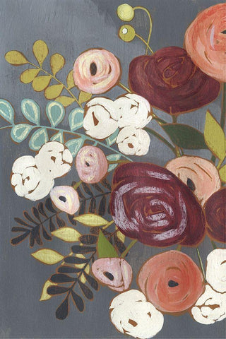 Custom Wistful Bouquet II (ASH) Black Ornate Wood Framed Art Print with Double Matting by Popp, Grace