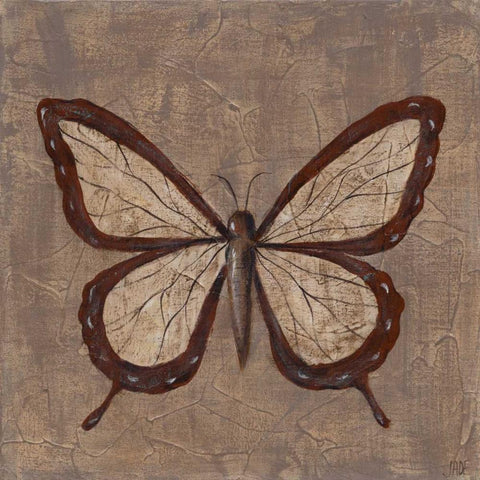 Textured Butterfly II White Modern Wood Framed Art Print with Double Matting by Reynolds, Jade