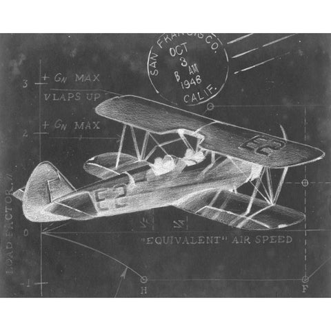 Flight Schematic I Black Modern Wood Framed Art Print with Double Matting by Harper, Ethan