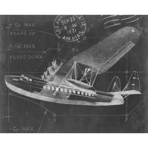 Flight Schematic III White Modern Wood Framed Art Print by Harper, Ethan