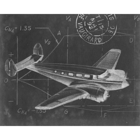 Flight Schematic IV Black Modern Wood Framed Art Print with Double Matting by Harper, Ethan