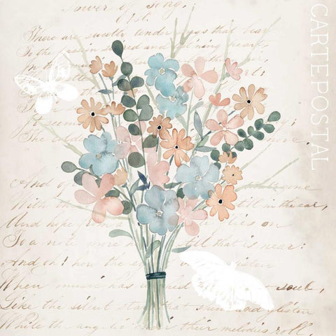 Fleurs Pastel I White Modern Wood Framed Art Print with Double Matting by Popp, Grace