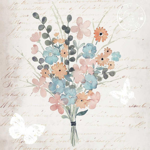 Fleurs Pastel II White Modern Wood Framed Art Print with Double Matting by Popp, Grace