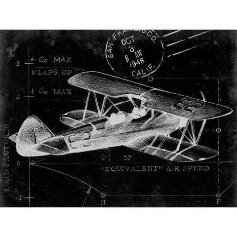 Flight Schematic I Gold Ornate Wood Framed Art Print with Double Matting by Ethan Harper